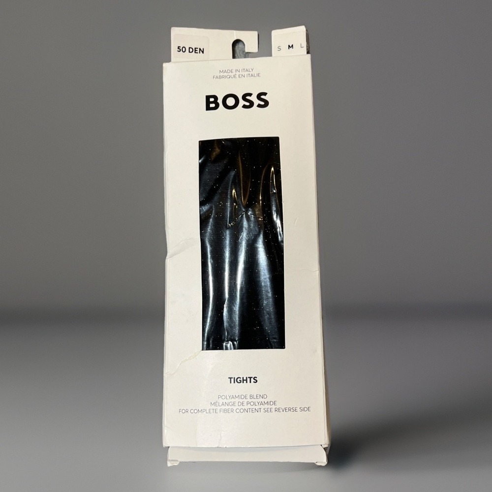 Hugo Boss Tights Black Sparkle Women Medium 50 DEN Full Length Flat Seam New